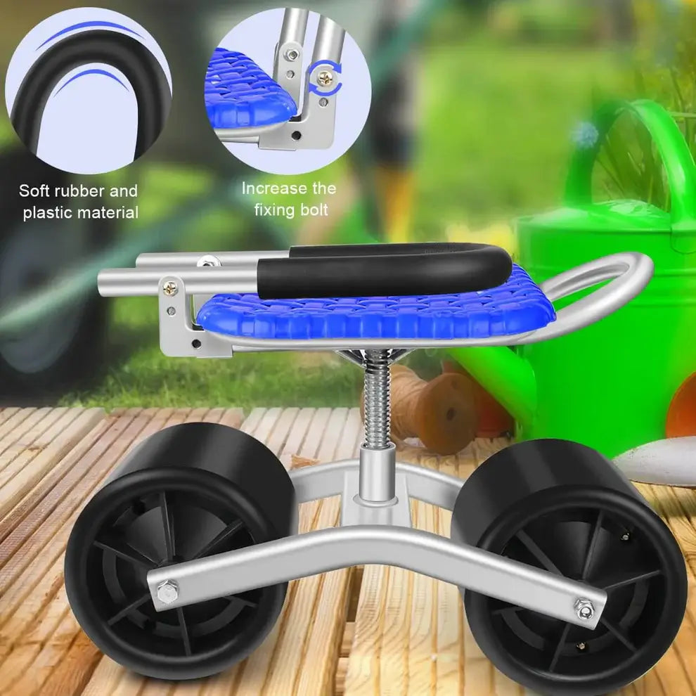 Versatile Garden Stool | Height-Adjustable Rolling Seat for Easy Gardening