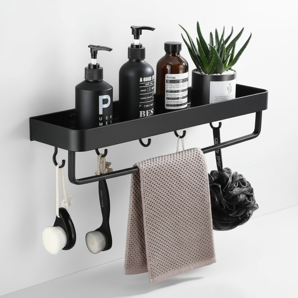 Polished Stainless Steel Bathroom Shelf - Space Organizer