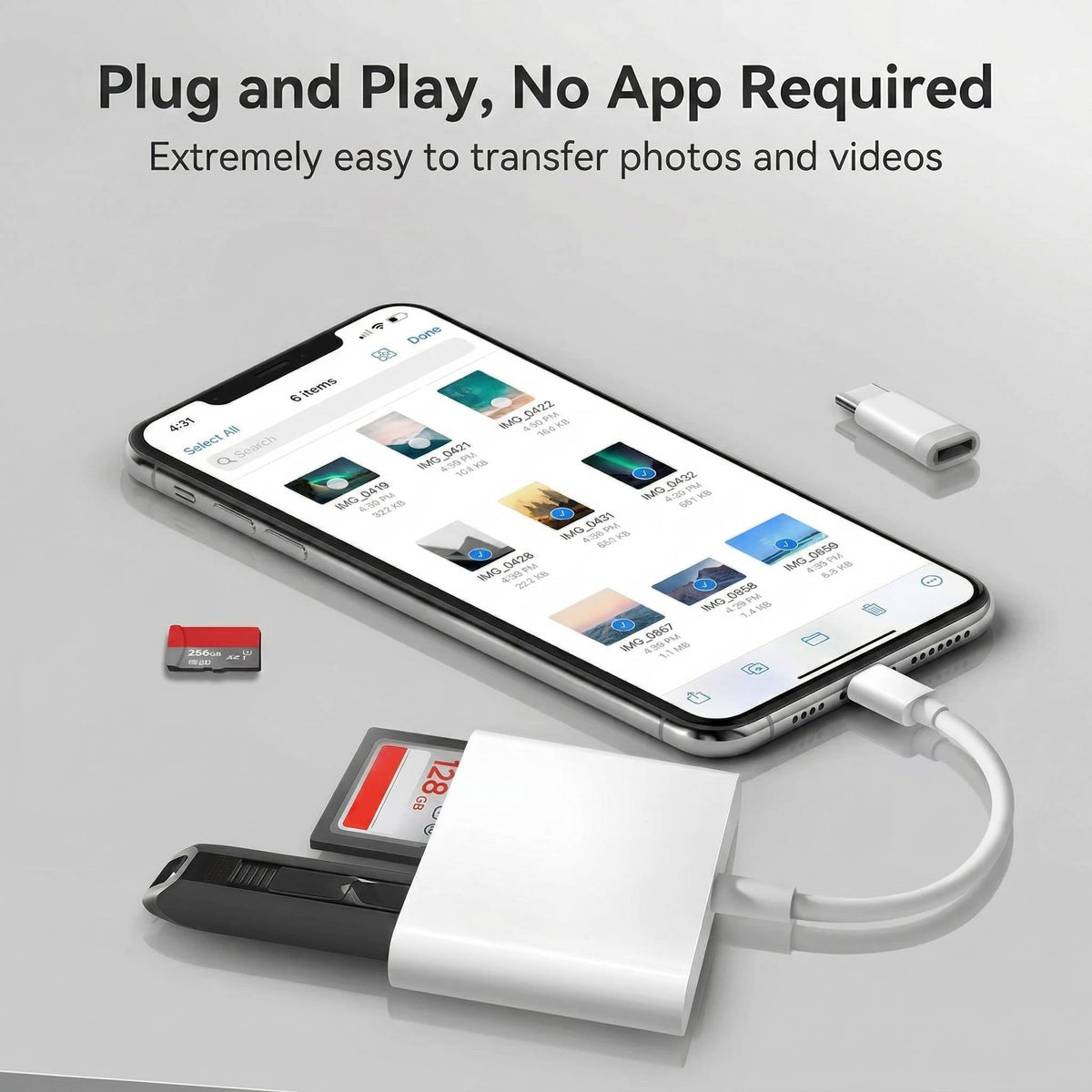 SmartLink Memory Card Reader for iPhone & iPad – Versatile File Transfer Adapter with Lightning & USB-C Ports
