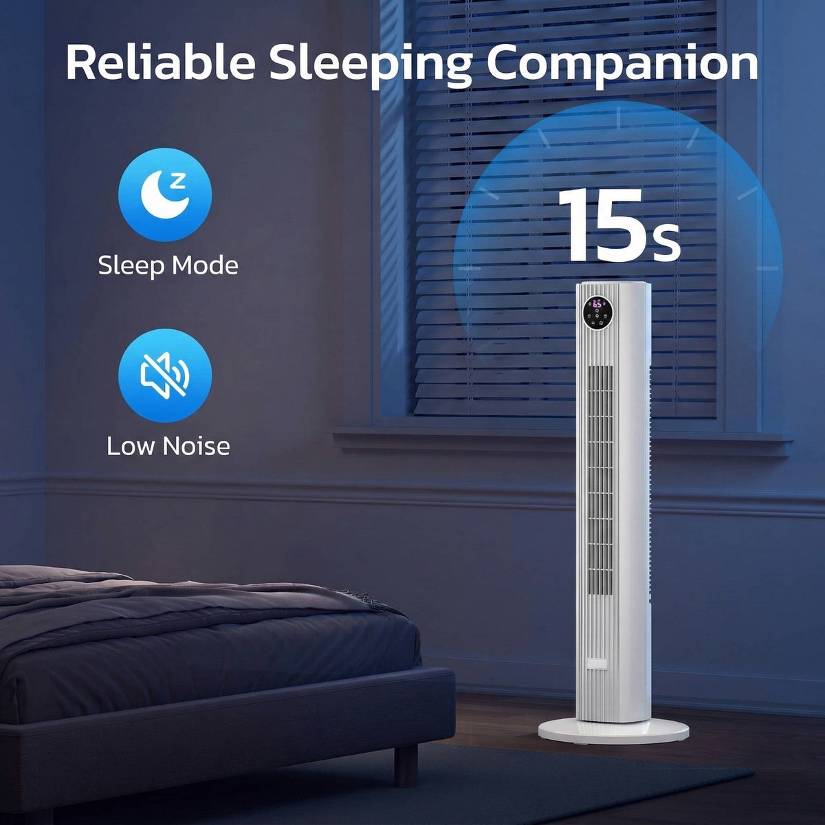 BreezeSmart 35-Inch Oscillating Tower Fan – Silent, Efficient Airflow with Remote Control, 4 Modes, 12-Hour Timer & 90° Oscillation
