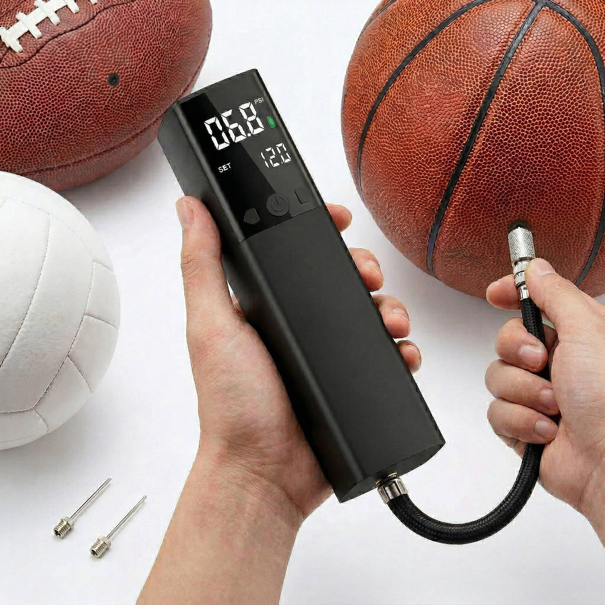 ProInflate Smart Ball Pump – 15 PSI Rechargeable Inflator with LCD Display