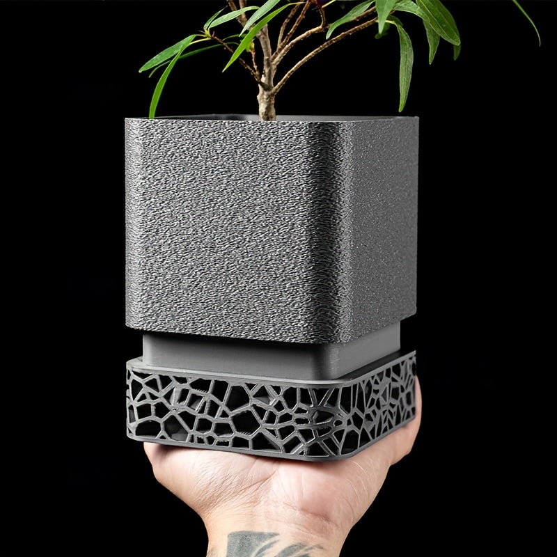 Stylish Geometric Planter with Drainage System and Tray
