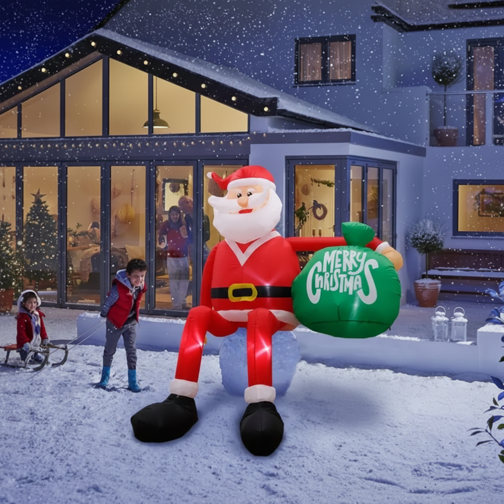 Enormous 8FT LED Inflatable Holiday Santa for Outdoor Festivities