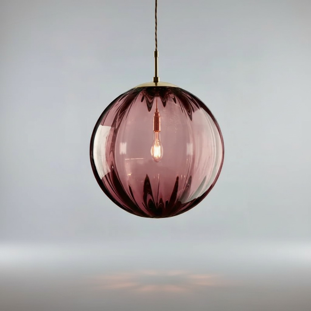 Hanging Pendant Light with Glass Ball Shade