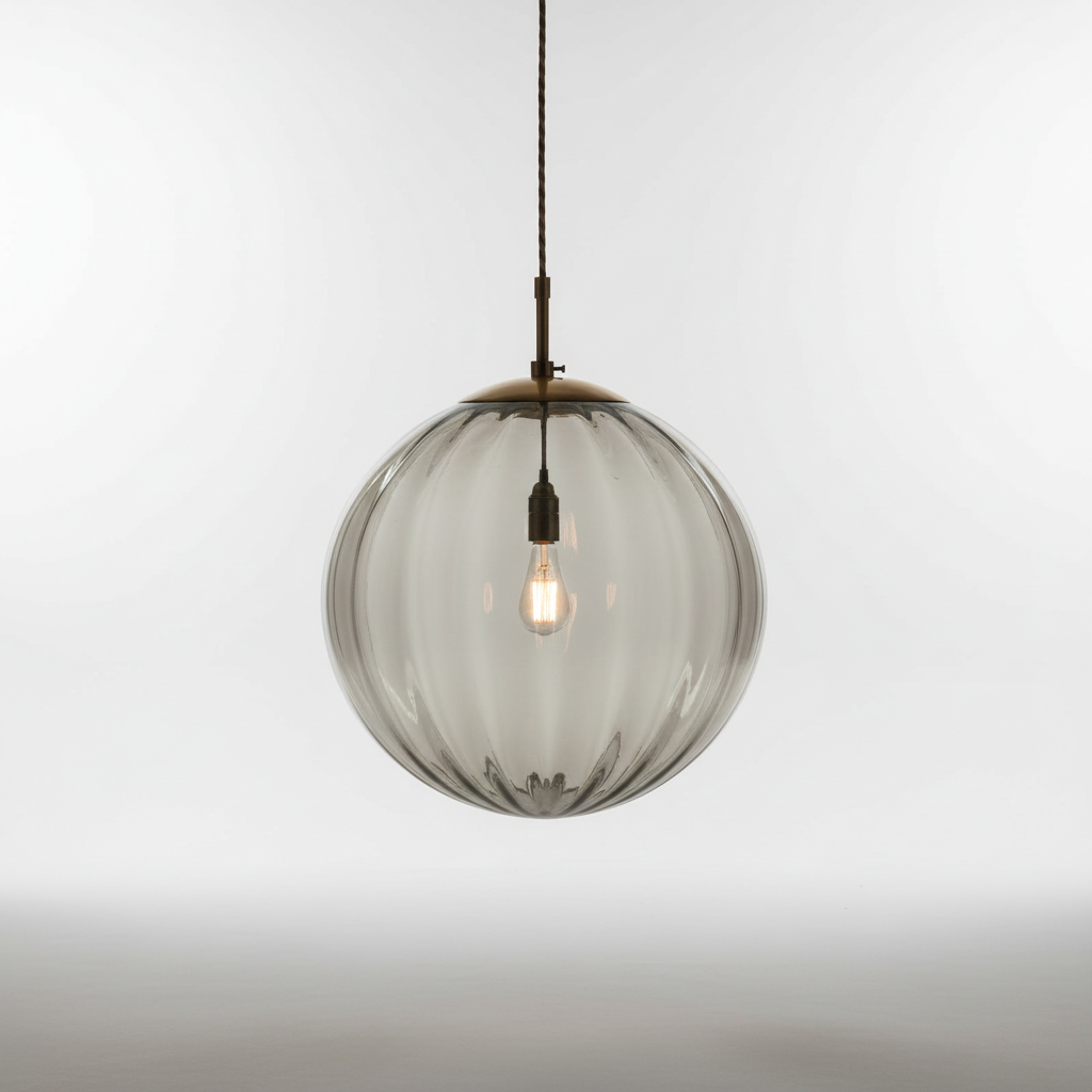 Hanging Pendant Light with Glass Ball Shade