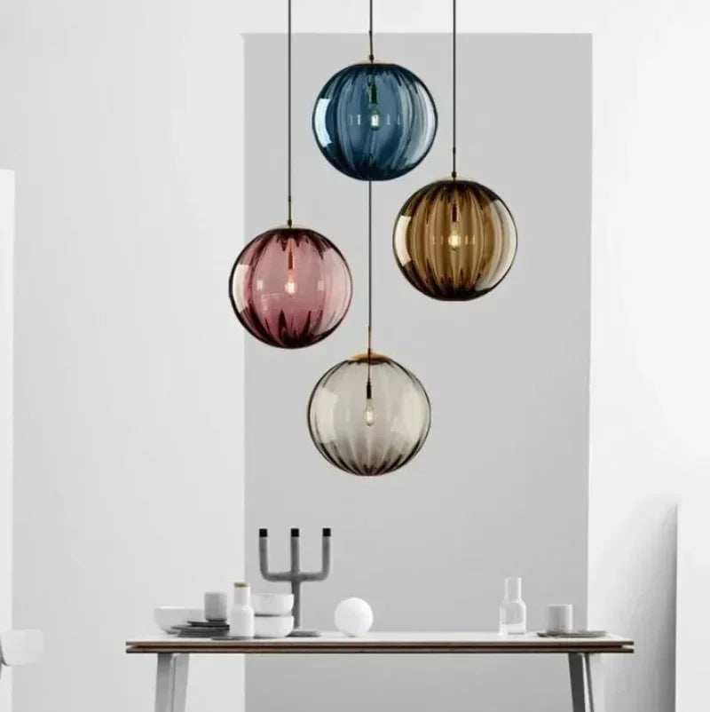 Hanging Pendant Light with Glass Ball Shade