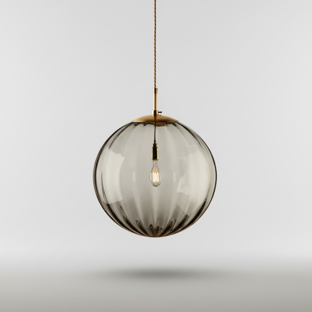 Hanging Pendant Light with Glass Ball Shade