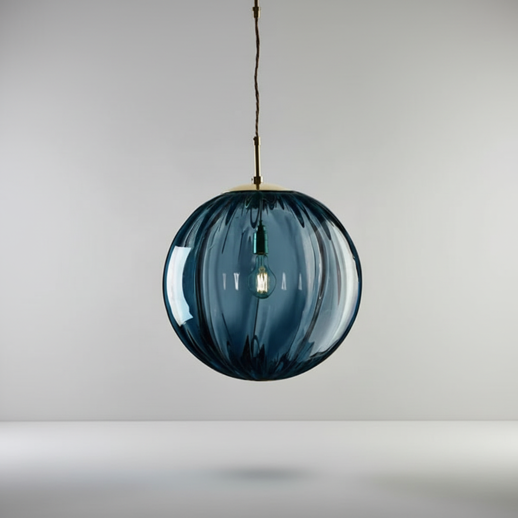 Hanging Pendant Light with Glass Ball Shade