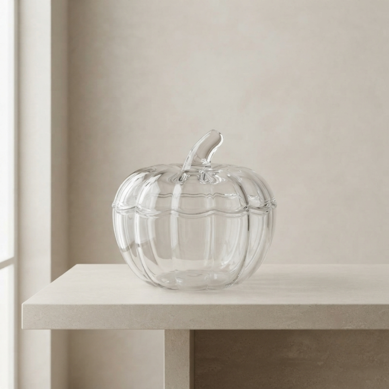 Charming Pumpkin-Shaped Glass Container for Home Décor