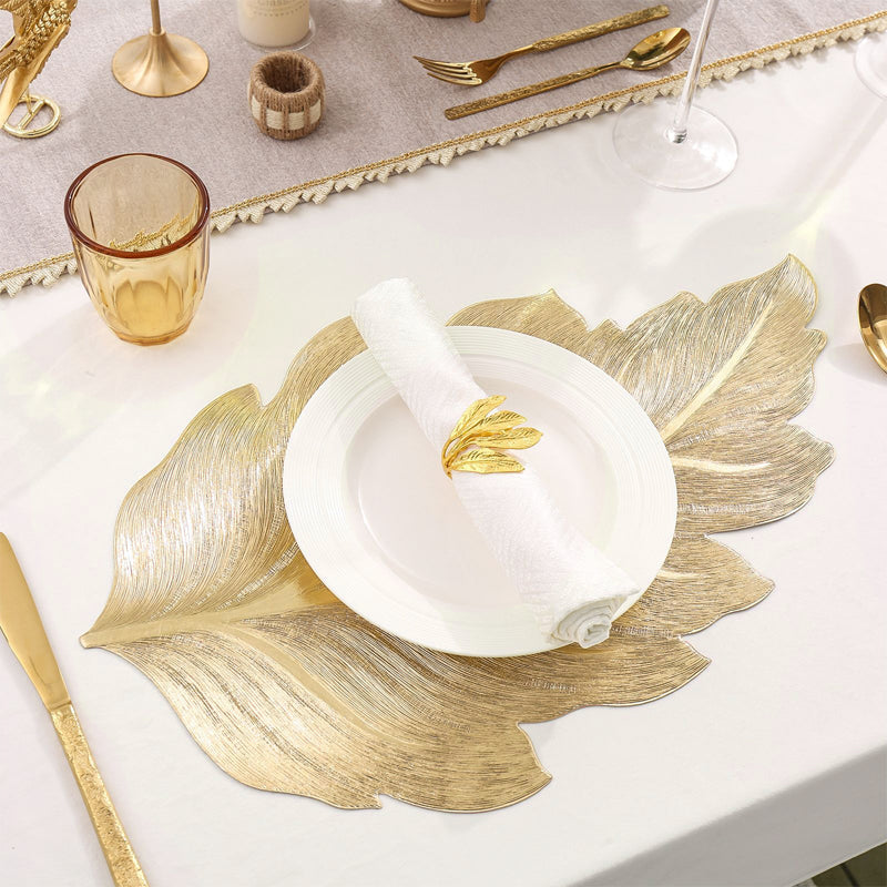 Elegant Leaf-Shaped Dining Mat, Durable PVC, Water-Resistant