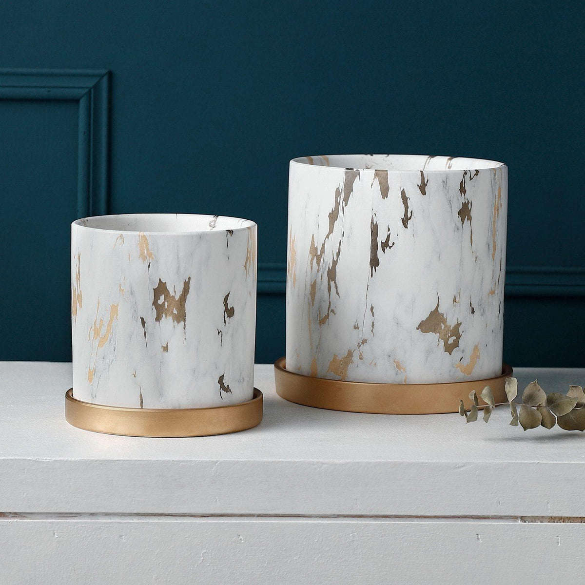 Elegant Gold Finish Indoor Planter Collection