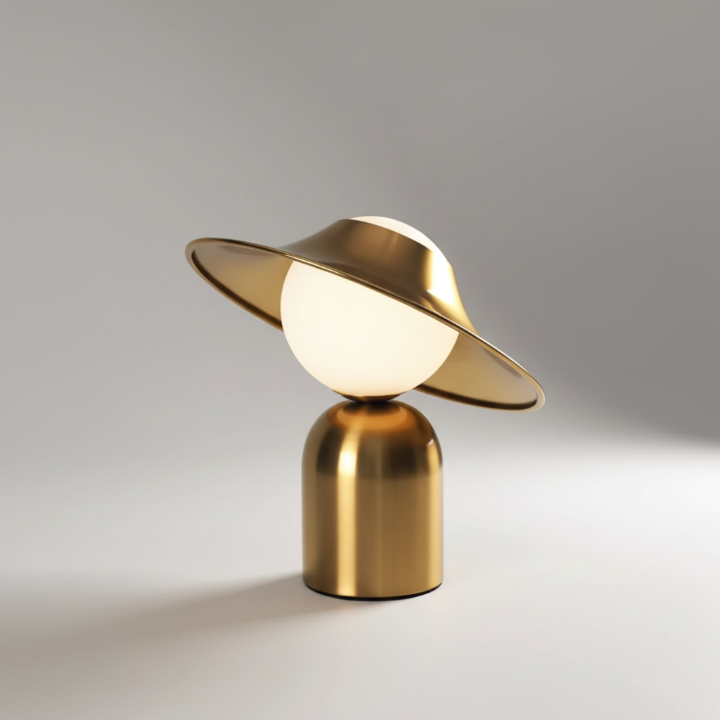 Metal Table Lamp in Gold Finish