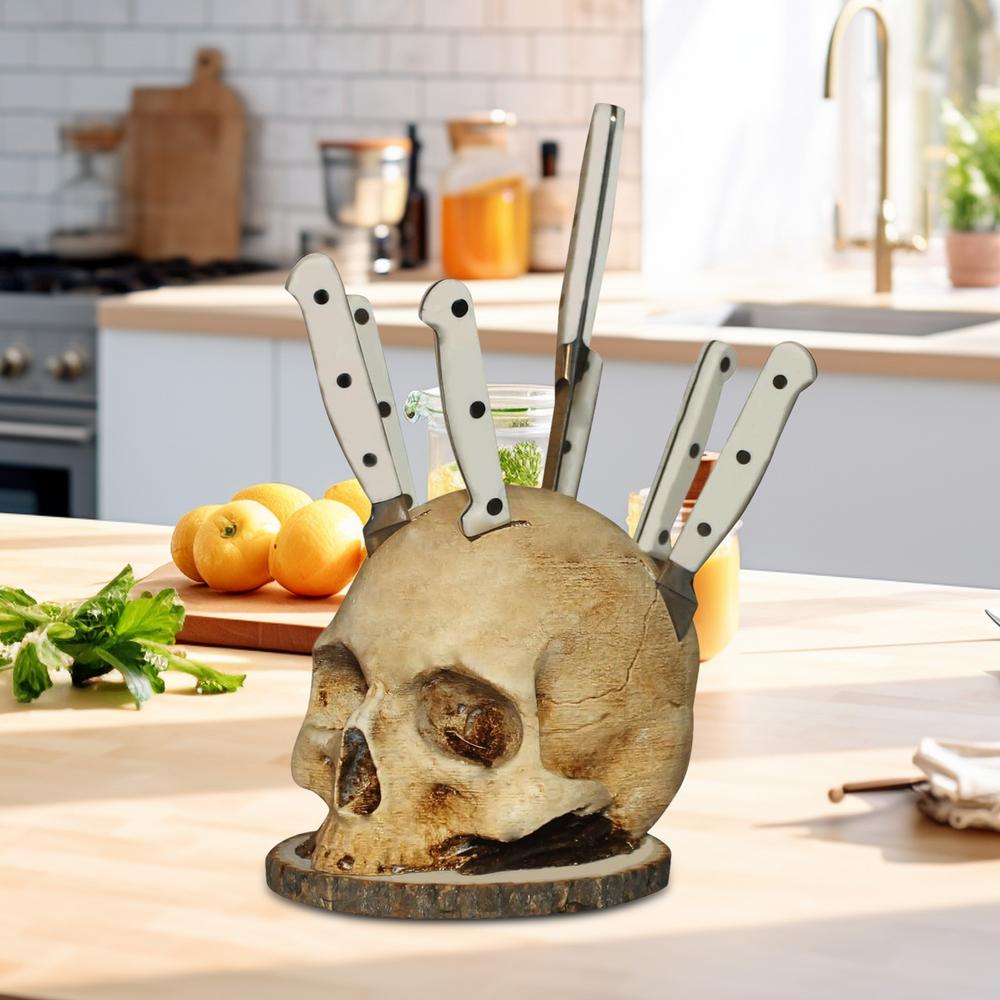 Dark Elegance Knife Holder | Unique Skull Design for Kitchen