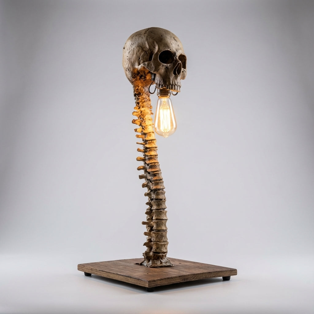 Macabre Skull Accent Lamp with LED Eye Glow | Compact and Stylish