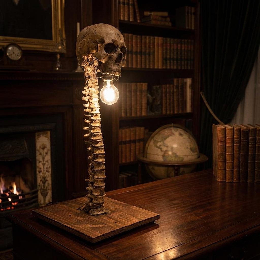 Macabre Skull Accent Lamp with LED Eye Glow | Compact and Stylish