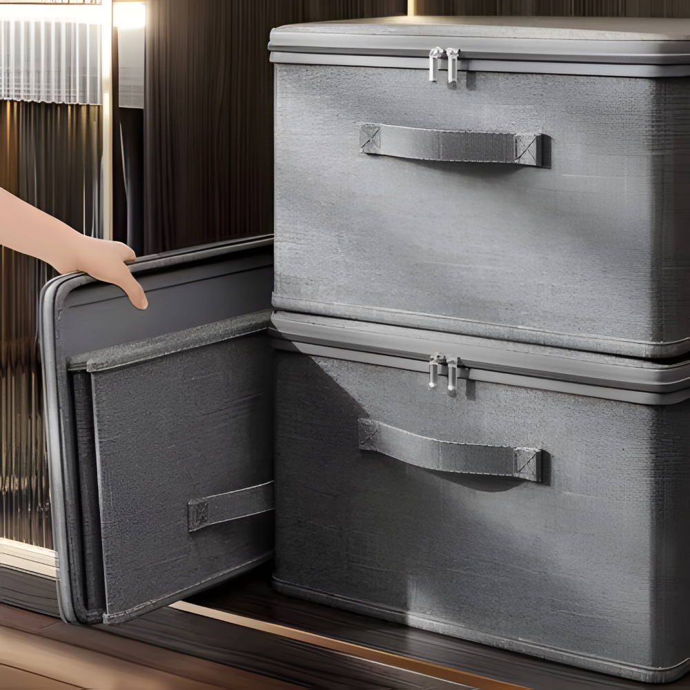 Versatile Gray Storage Bin with Lid for Clutter-Free Living