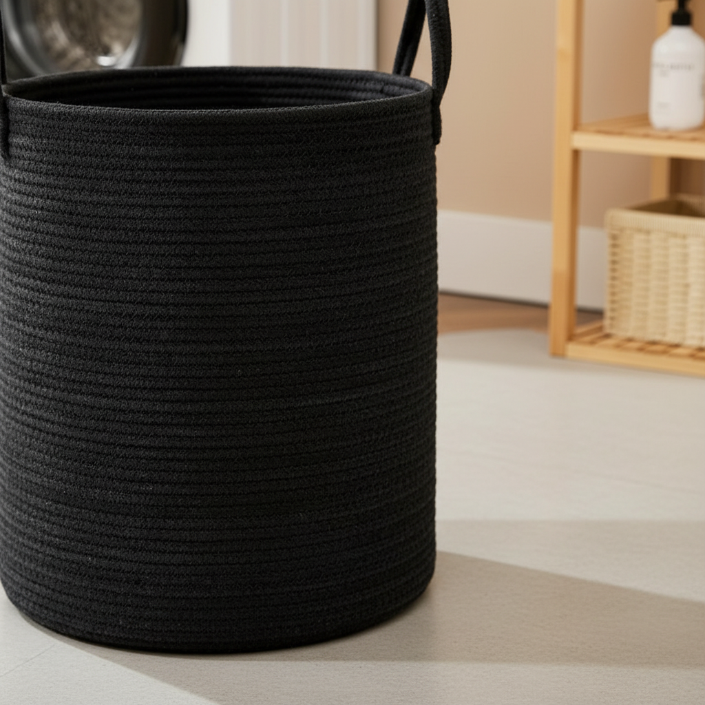 Woven Cotton Rope Basket for Laundry - Large Capacity