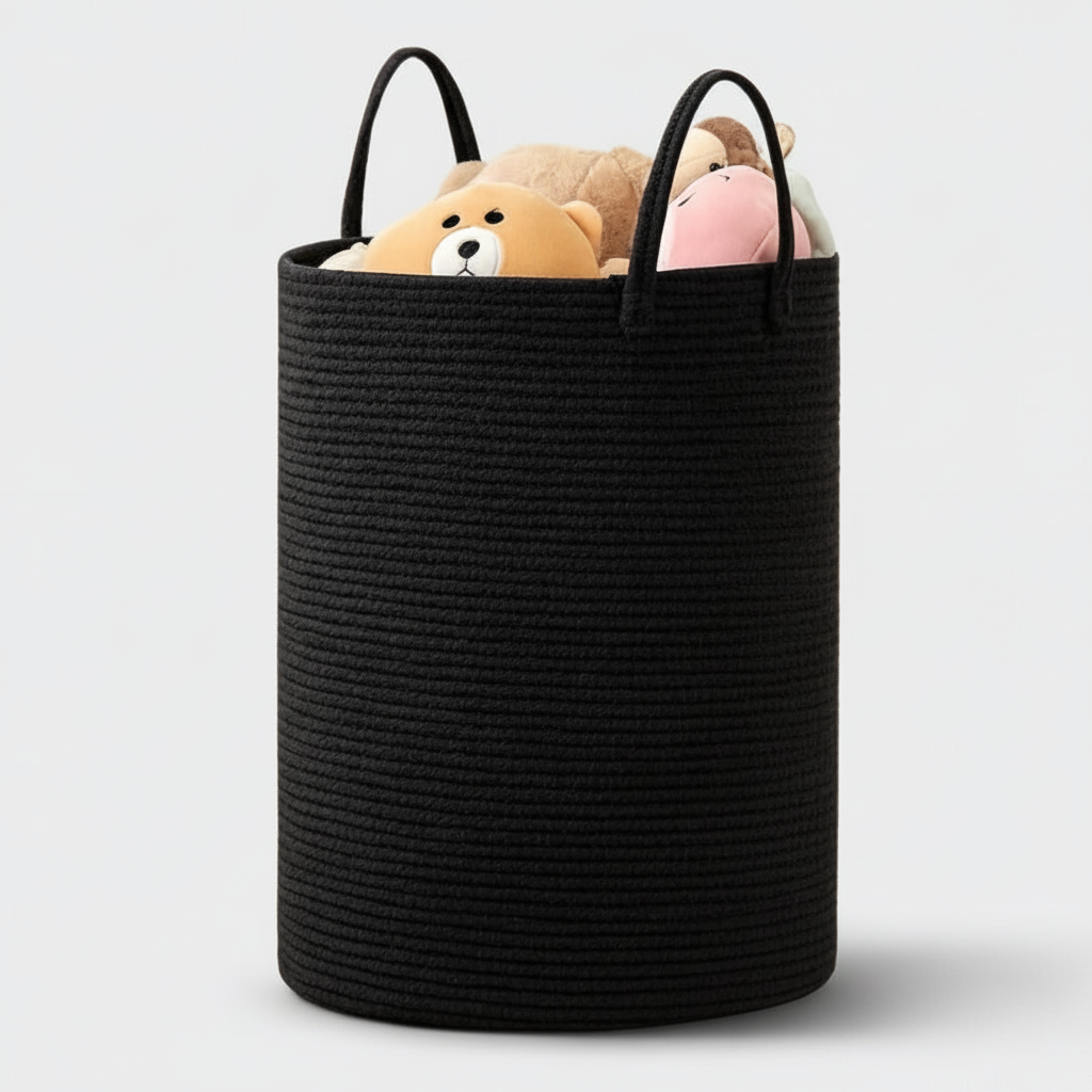 Woven Cotton Rope Basket for Laundry - Large Capacity