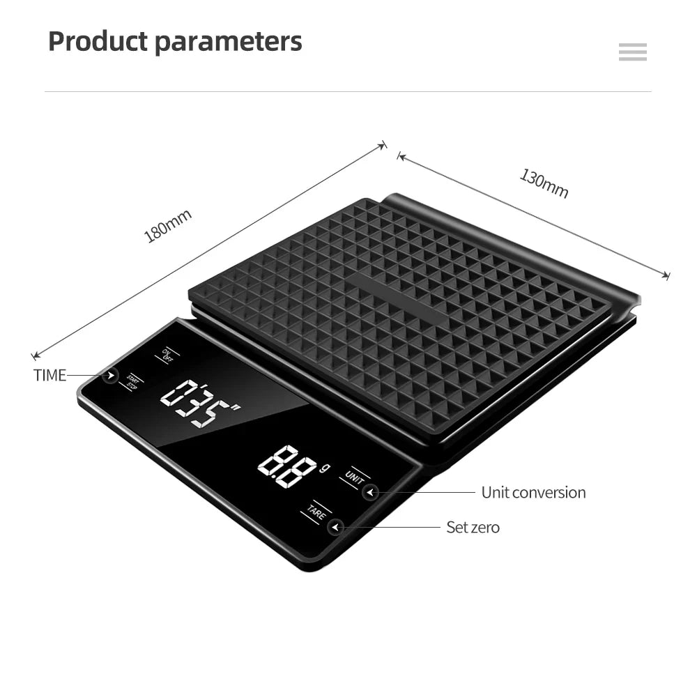 Precision Digital Coffee Scale with Timer & LCD Display