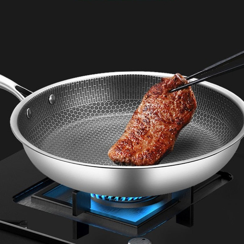 Versatile Stainless Steel Frying Pan with Non-Stick Design