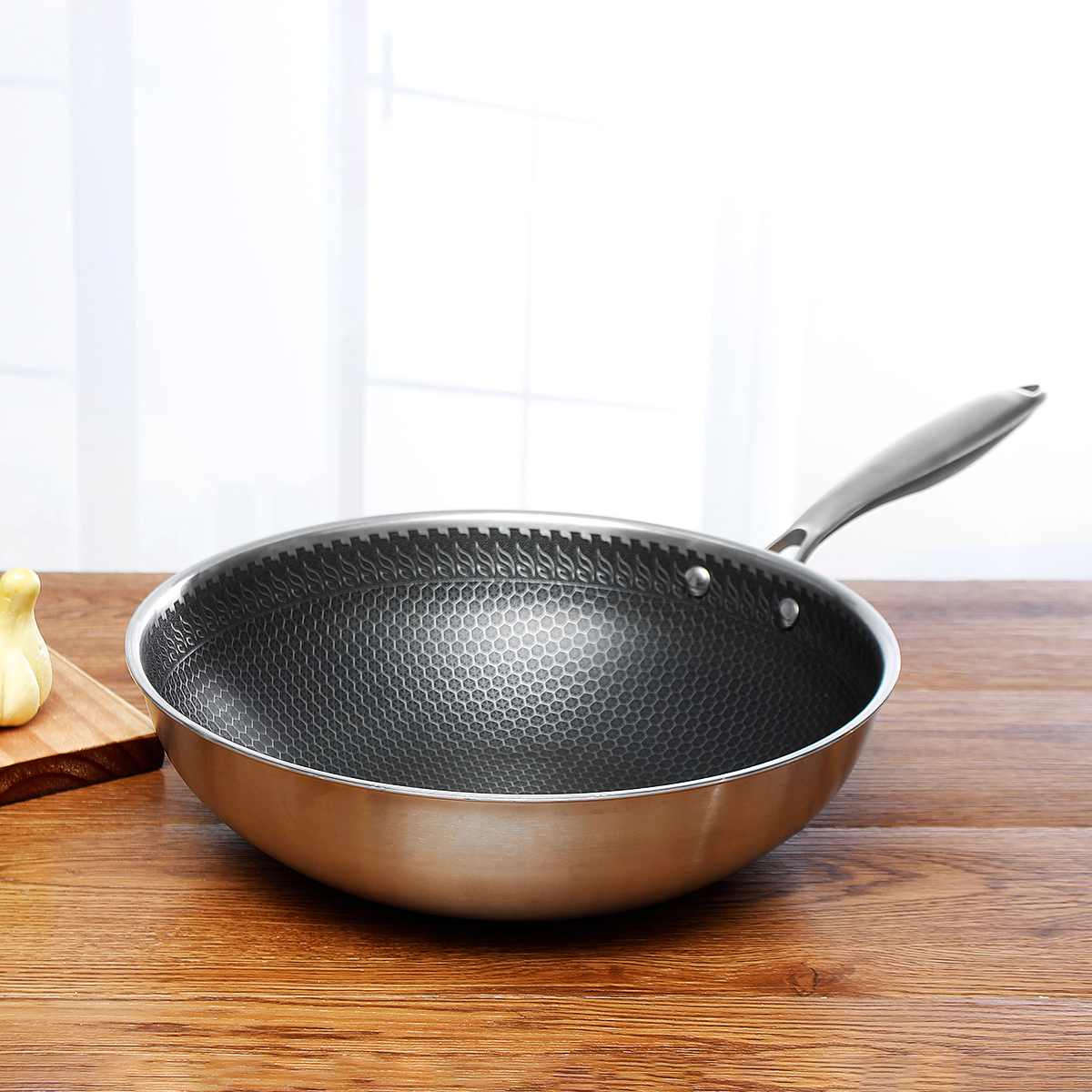 Versatile Stainless Steel Frying Pan with Non-Stick Design