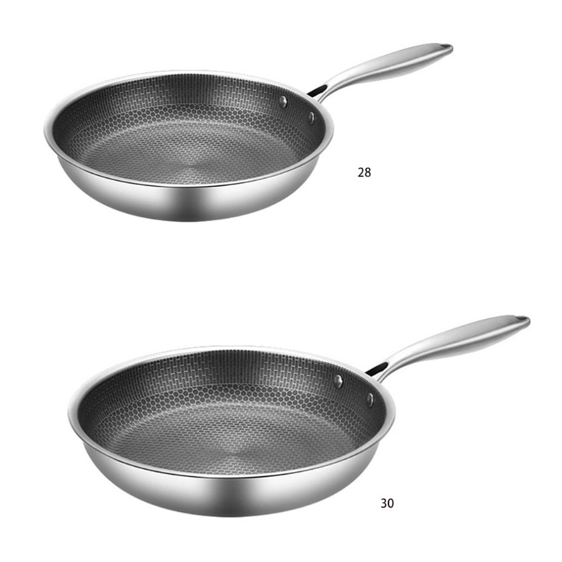 Versatile Stainless Steel Frying Pan with Non-Stick Design