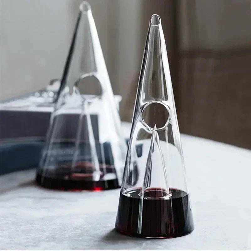 Elegant Pyramid Wine Carafe with Gentle Pour Feature