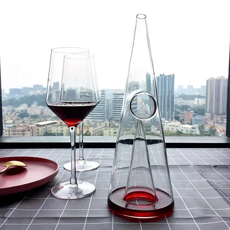Elegant Pyramid Wine Carafe with Gentle Pour Feature