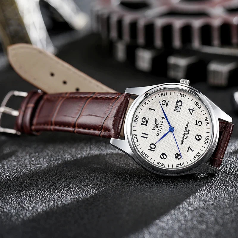 Timeless Men's Leather Watch – Stylish Analog Timepiece