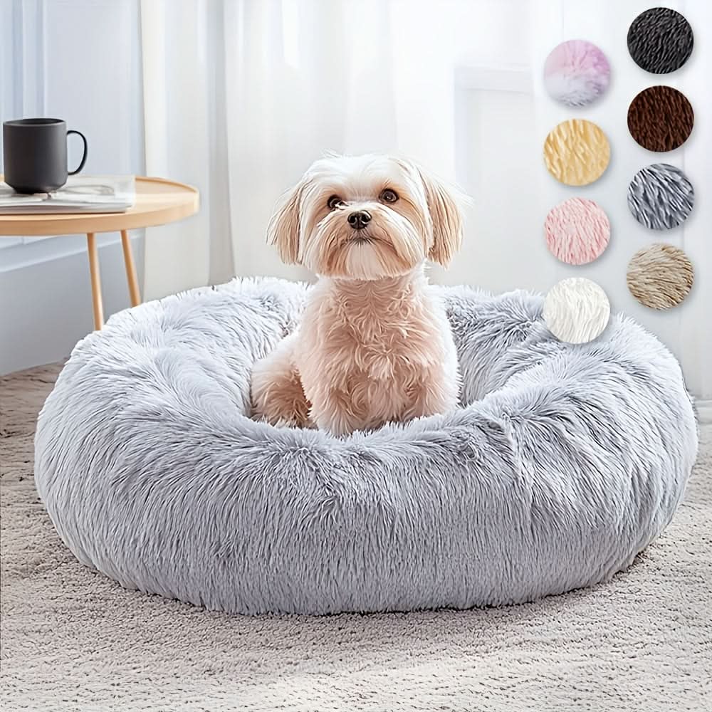 CozyCloud - Plush Round Pet Bed for Large Dogs & Cats, Stress Relief