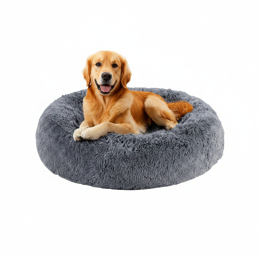 CozyCloud - Plush Round Pet Bed for Large Dogs & Cats, Stress Relief