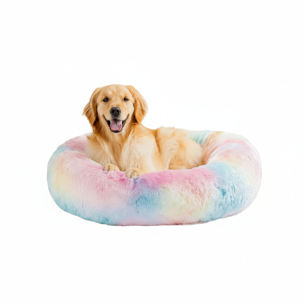 CozyCloud - Plush Round Pet Bed for Large Dogs & Cats, Stress Relief