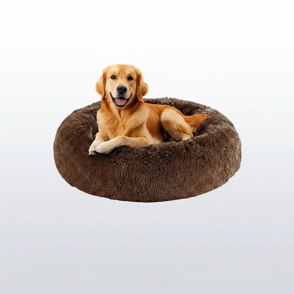CozyCloud - Plush Round Pet Bed for Large Dogs & Cats, Stress Relief