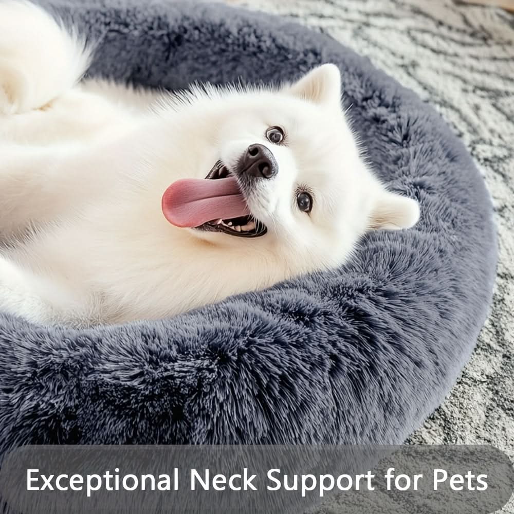 CozyCloud - Plush Round Pet Bed for Large Dogs & Cats, Stress Relief