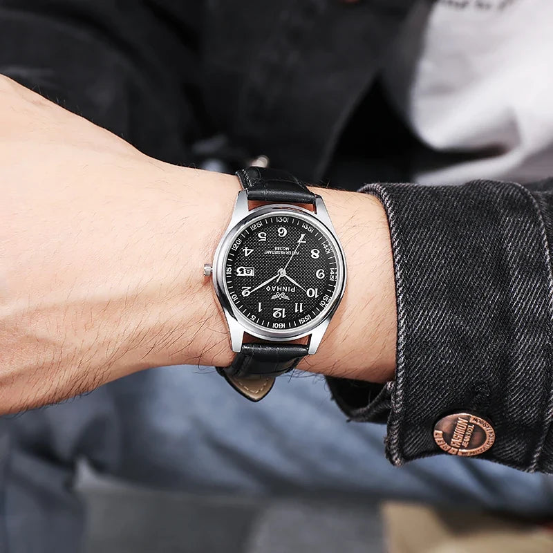 Timeless Men's Leather Watch – Stylish Analog Timepiece