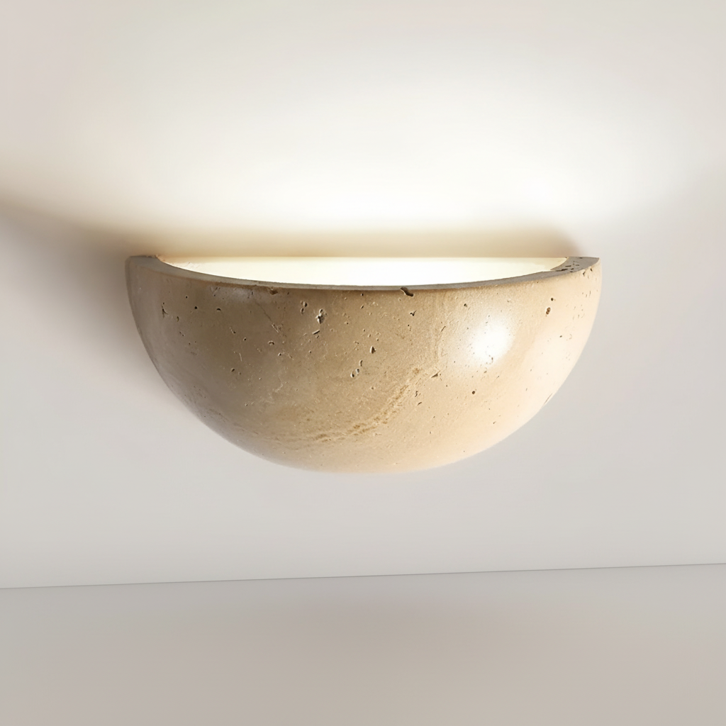 WabiSleek Semi-Circular Stone Wall Lamp
