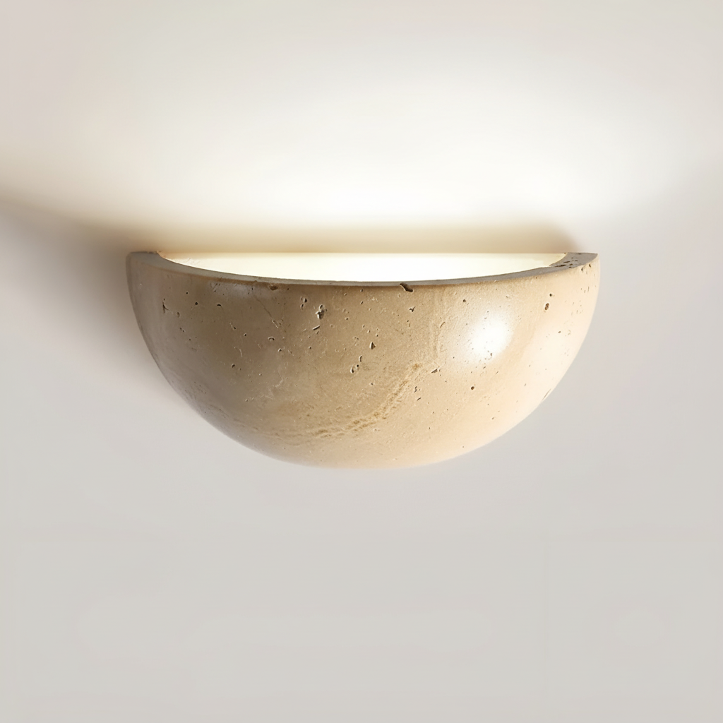 WabiSleek Semi-Circular Stone Wall Lamp
