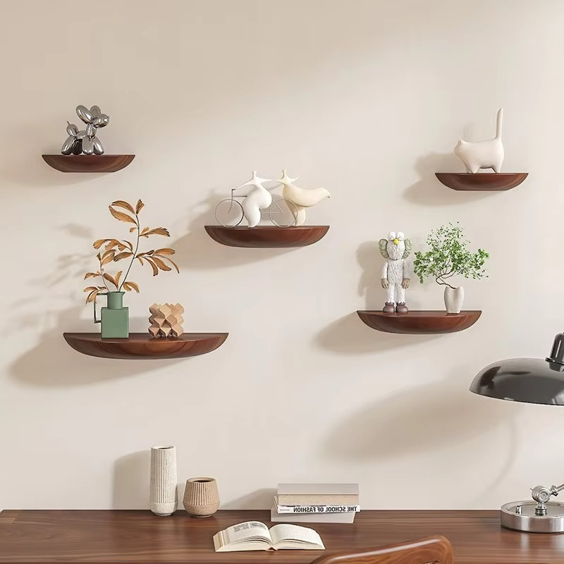 Elegant Half-Circle Wooden Wall Shelf for Stylish Storage