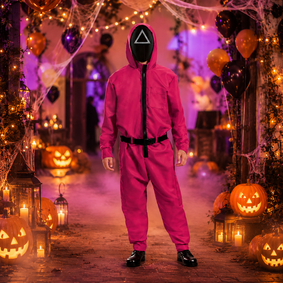 Spooktacular Costume Jumpsuit Ensemble with Mask & Belt