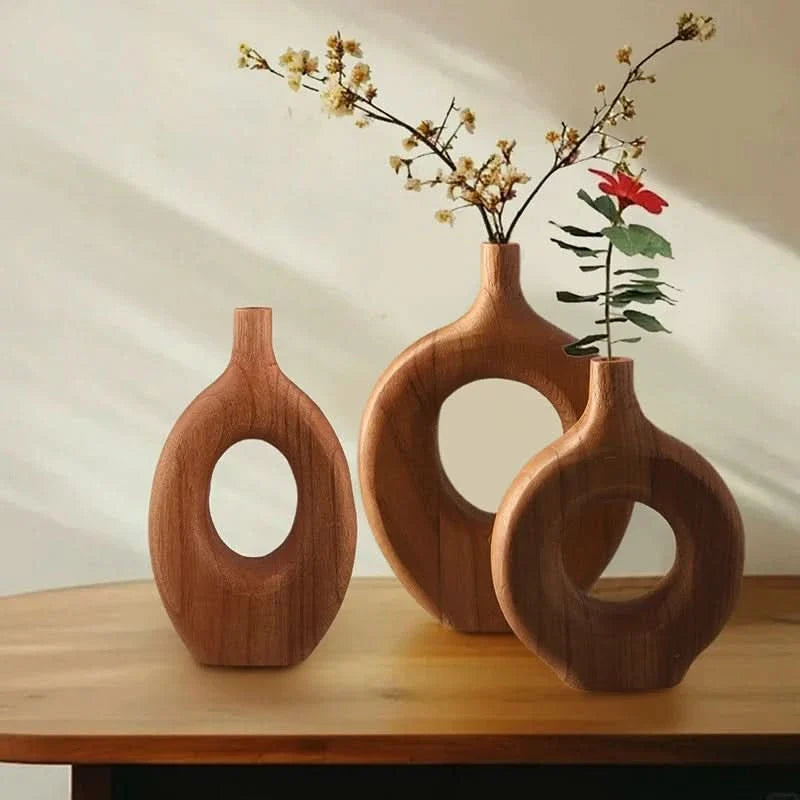 TimberGlow – Artisan Wooden Vase for Stylish Home Decor