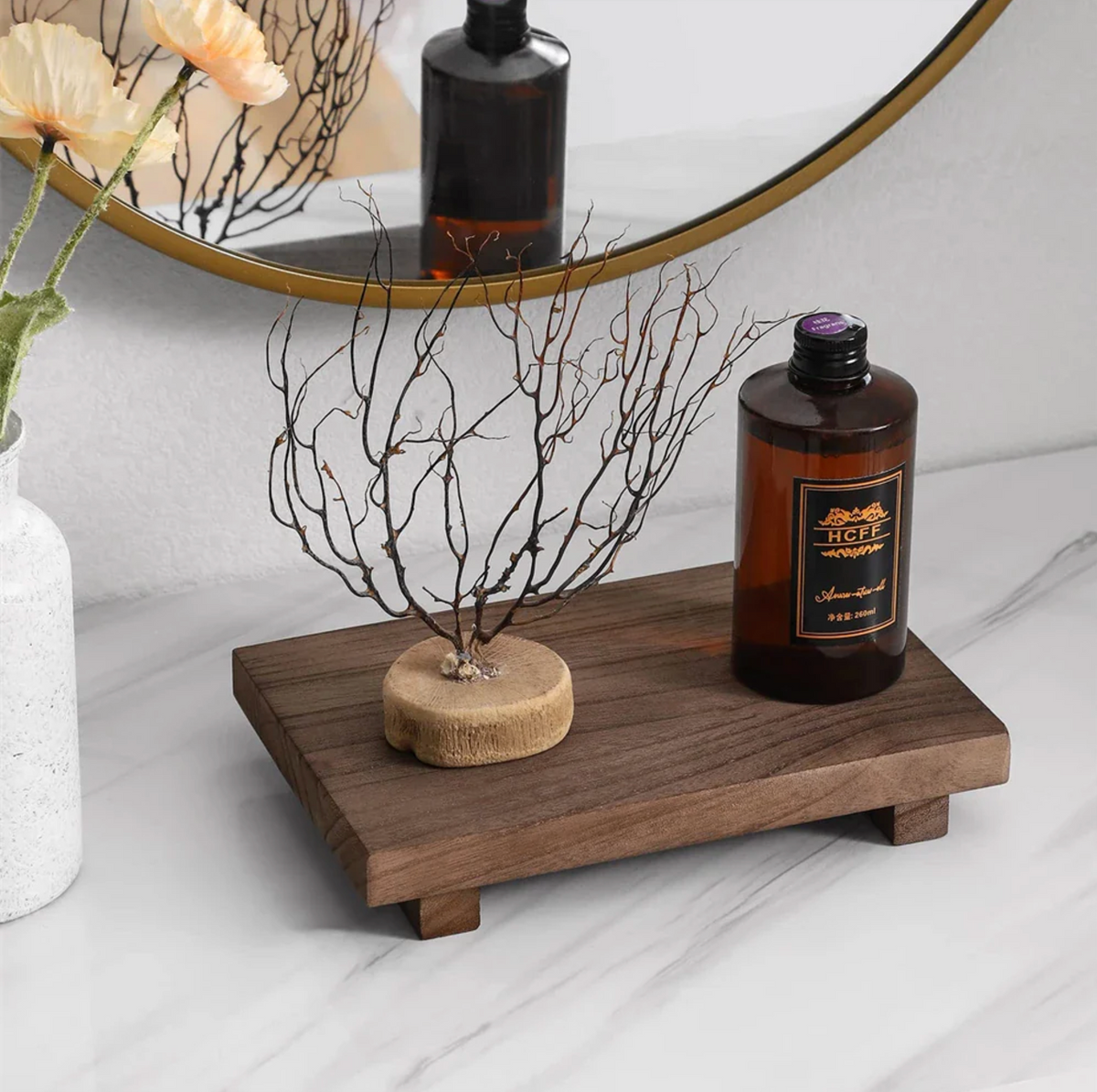Elegant Elevated Wooden Tray for Stylish Organization