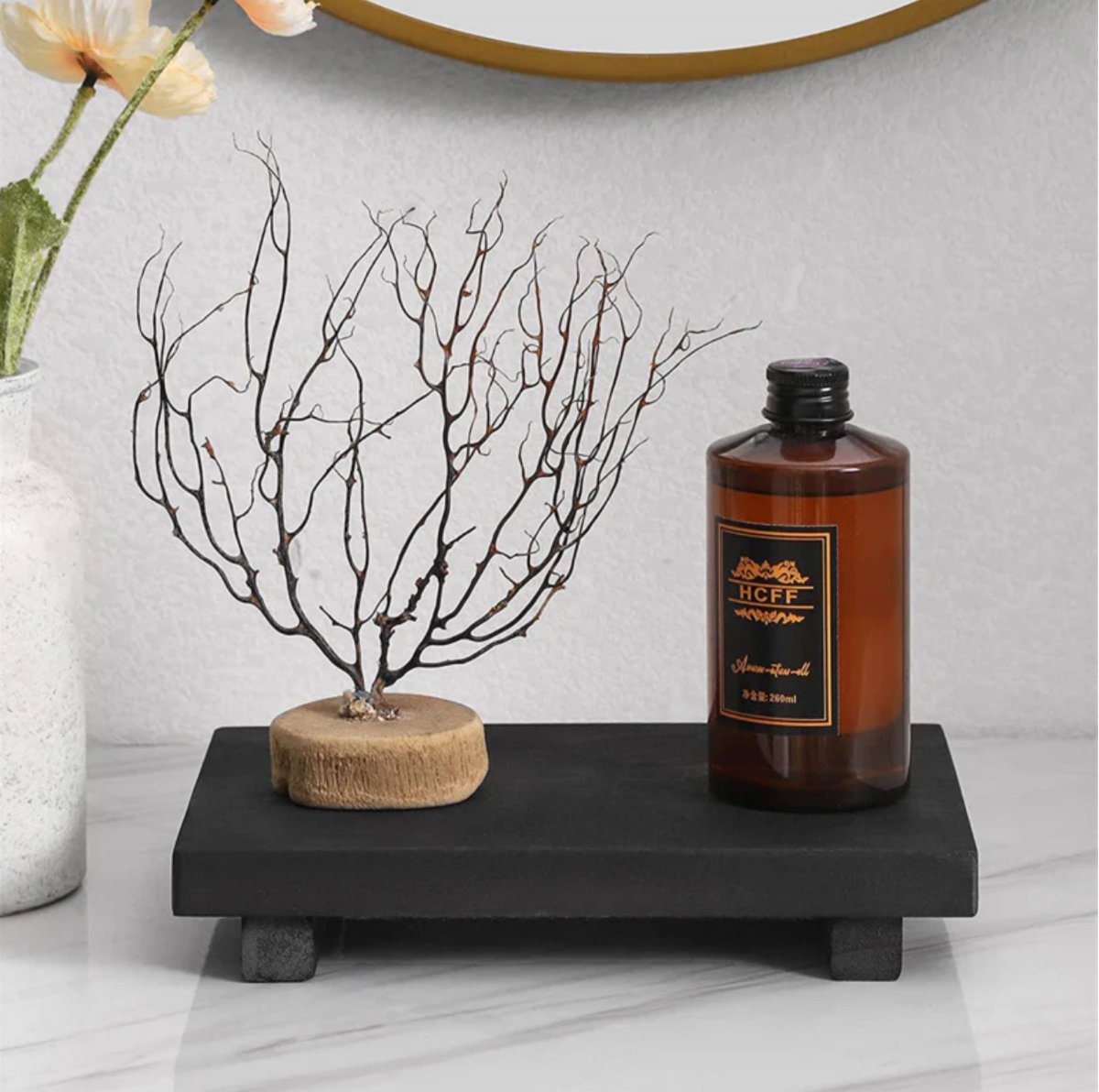 Elegant Elevated Wooden Tray for Stylish Organization
