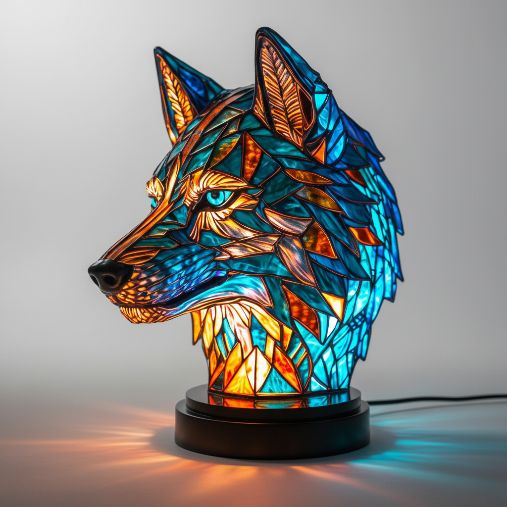 Animal Head Mosaic Lamp - Handcrafted Decorative Light