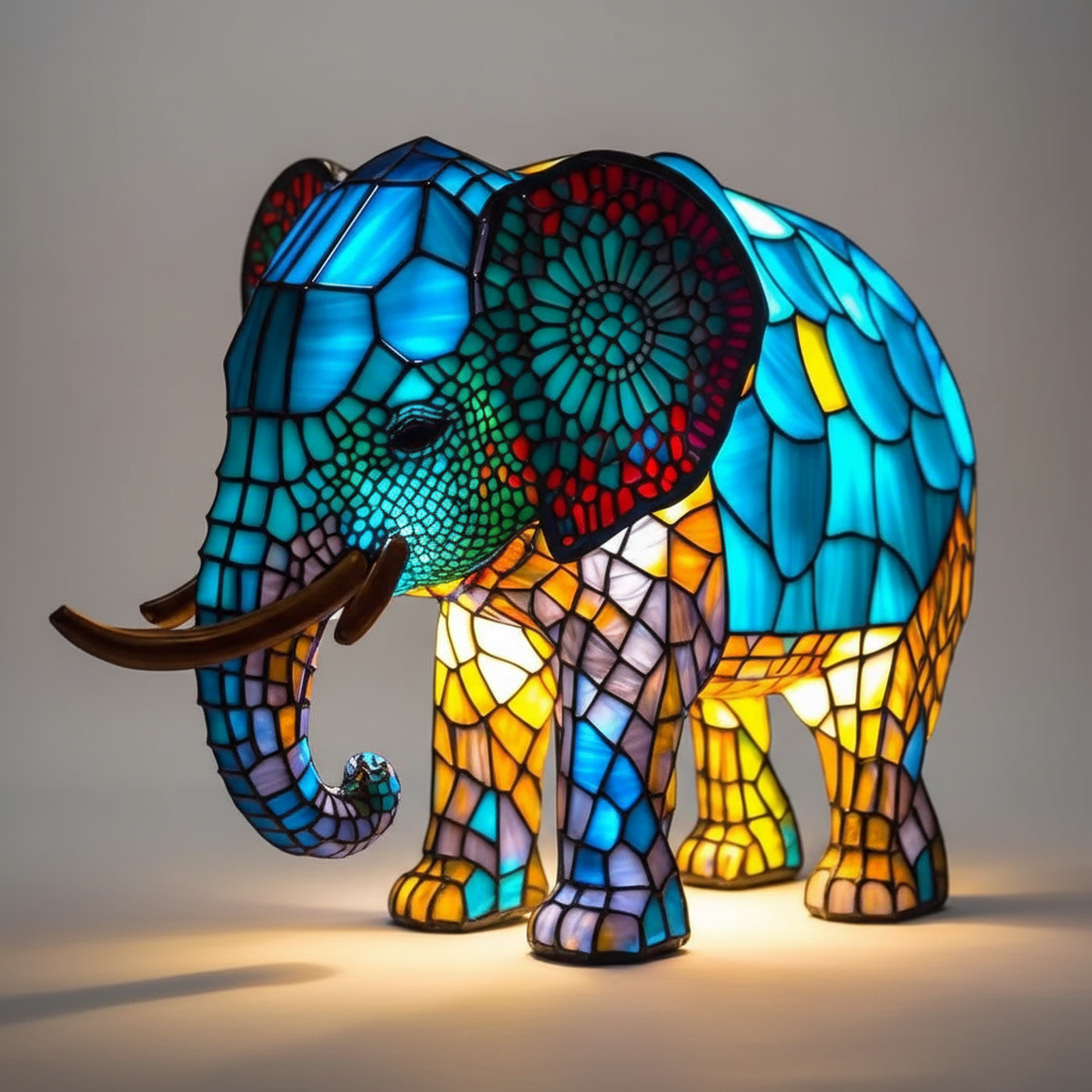 Animal Head Mosaic Lamp - Handcrafted Decorative Light