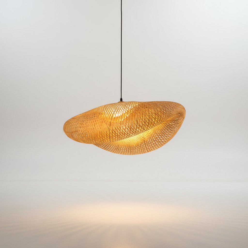 Rattan Hanging Light Fixture - Handcrafted Woven Design