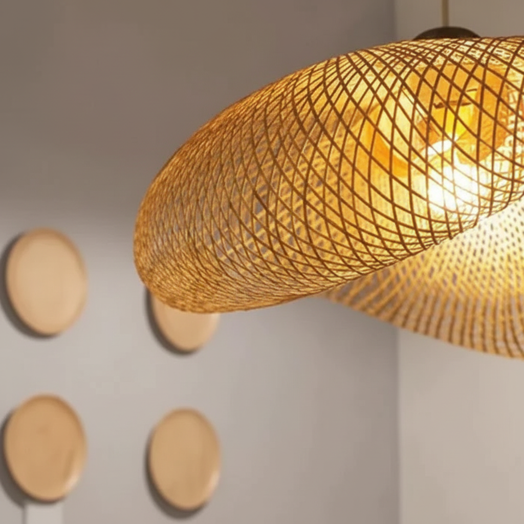 Rattan Pendant Light - Handcrafted Weave Design