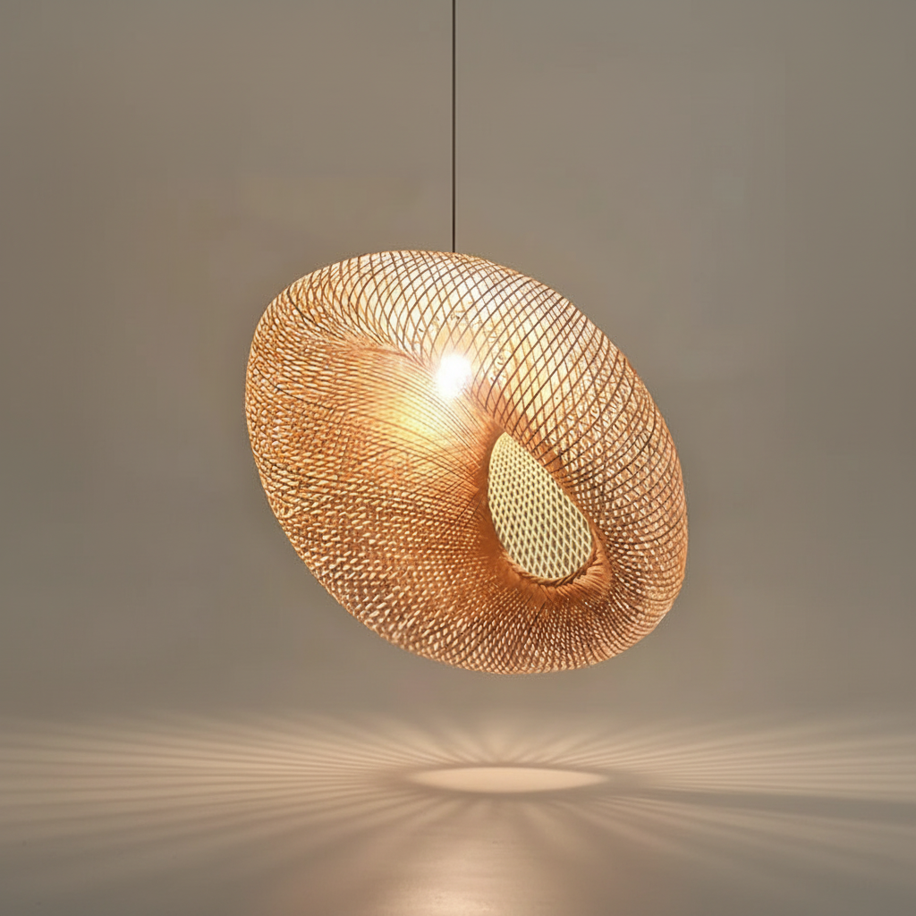 Rattan Pendant Light - Handcrafted Weave Design