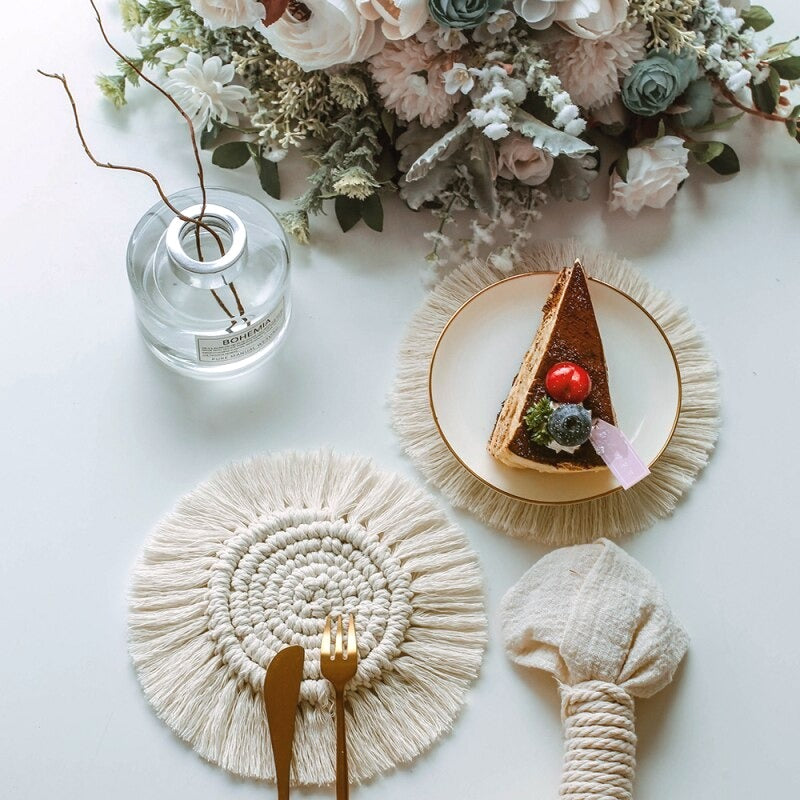 Handcrafted Cotton Coasters – Bohemian Style Set of 3