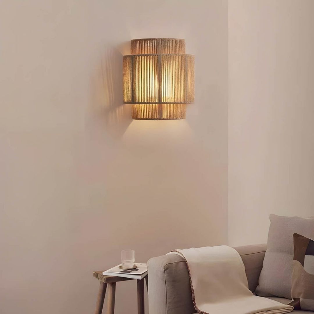 Elegant Wicker Wall Light Fixture with E27 Socket