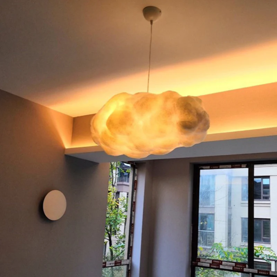 Cloud-Shaped Hanging Lamp in PVC and Cotton Material